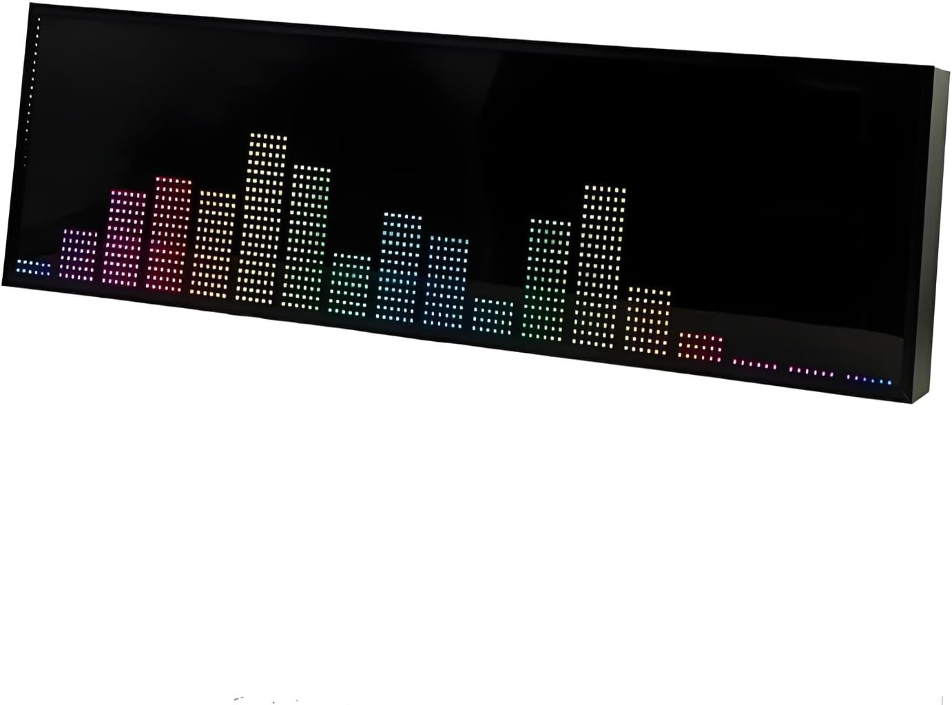 LED Music Spectrum Indicator, RGB Audio Level Music Spectrum Analyzer with 4 Frequency Ranges and 36 Display Modes, Voice Control + Line Control, Support 5 Clock Settings, for Car, Studio, Home