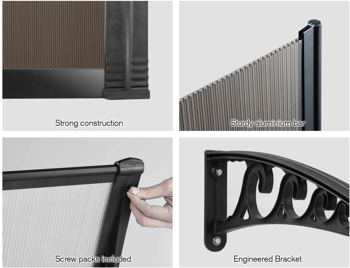 New 2M DIY Window Door Awning House Canopy Patio UV Rain Cover Sun Shade - Brown - Brown-1X2 image number 2