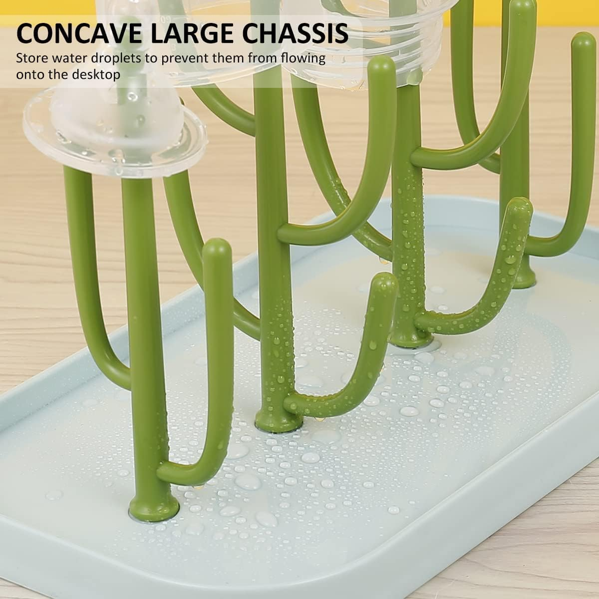 Baby Essentials,Bottle Drying Rack,Baby Bottle Drying Rack,Drying Rack for Kitchen Counter,Detachable Bottle Dryer Holder with Base.For Nipples,Cups,Pump Parts and Accessories(Green)