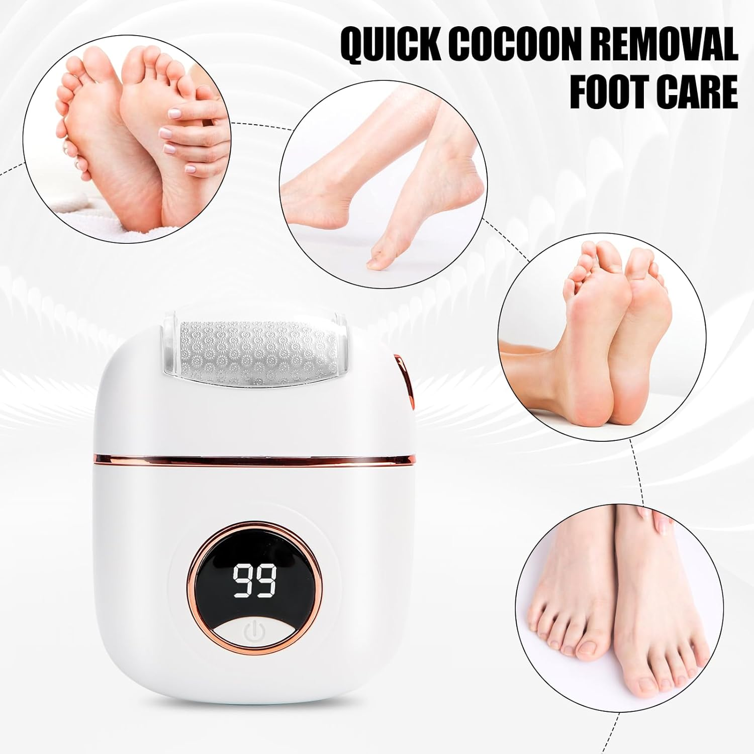 Electric Callus Remover, Electric Foot Sander, Pedicure Set, Foot Care Electric, Strong Foot File Grinder & Heel Grinder with 2 Replacement Rollers for Soles, Toes and Heels image number 3