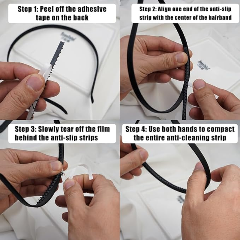 20Pcs Anti-Slip Headband Teeth Strip,Anti Slip Strips Bands Headbands,Anti Slip Strap Band Strip Headband Teeth Strip,Anti-Slip Rubber Teeth Gripper Strip,Black Plastic Headband Anti-Slip Teeth Strip image number 6