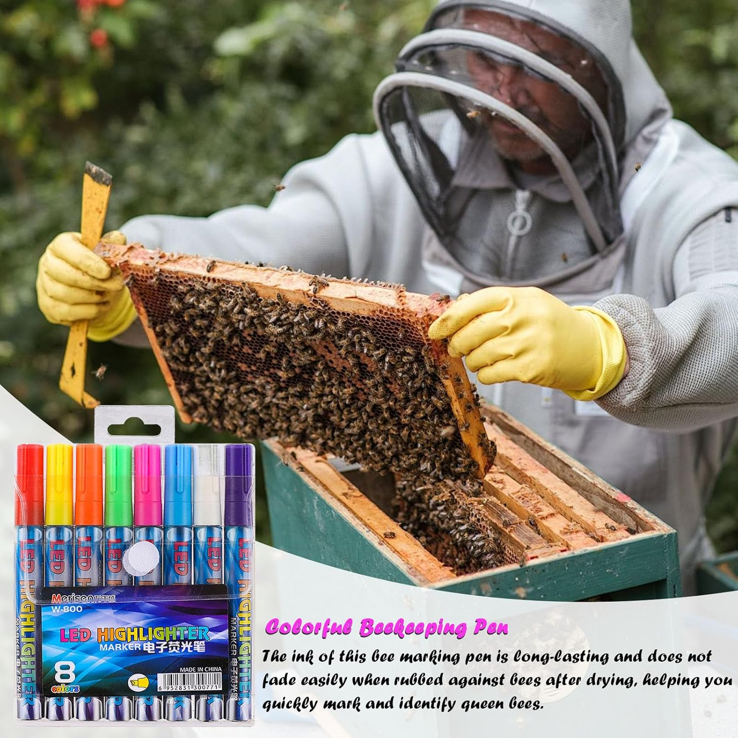 Bee Queen Marker Kit - Multi-Color Beekeeping Marker Set, Safe Quick Dry Pen | Bright Color Application with Precise Control Feature, Perfect for Queen Bee Marking Hive Organization Apiary Maintenance image number 4
