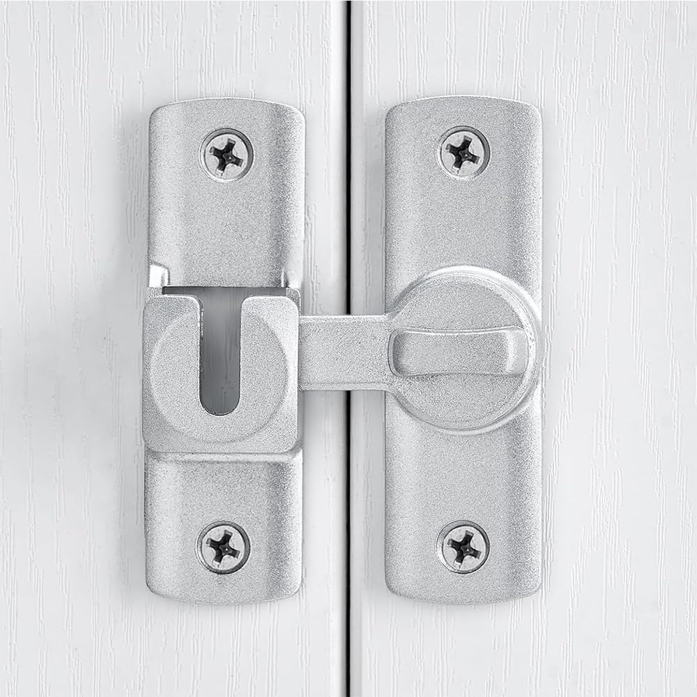 90/180 Degree Barn Door Lock & Gate Latch,Aluminum Alloy Security Hardware for Barn Doors Cabinets Windows Bathrooms Gardens and Sliding Doors image number 1
