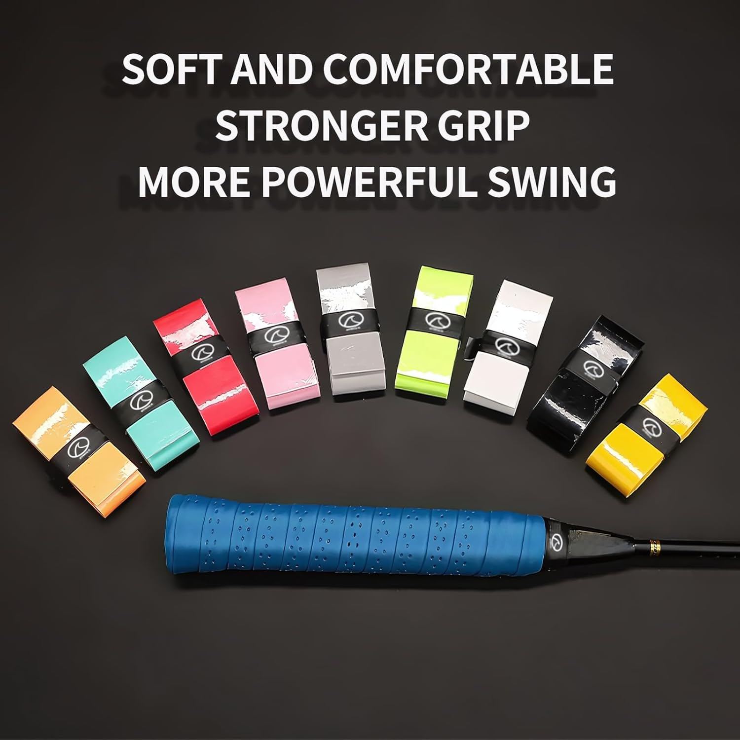 6-Pack Tennis Racket Grip Tape (6 Grips) Sweat-Absorbing Handle Grip for Tennis, Badminton, Squash, Golf, Fishing, and Pickleball Overgrip image number 2