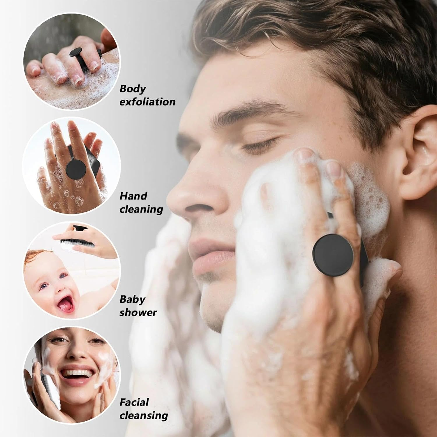 Silicone Face and Body Scrubber for Gentle Cleansing and Exfoliation, Manual Facial Cleansing Brush with Soft Bristles for Sensitive Skin - Fengea image number 1