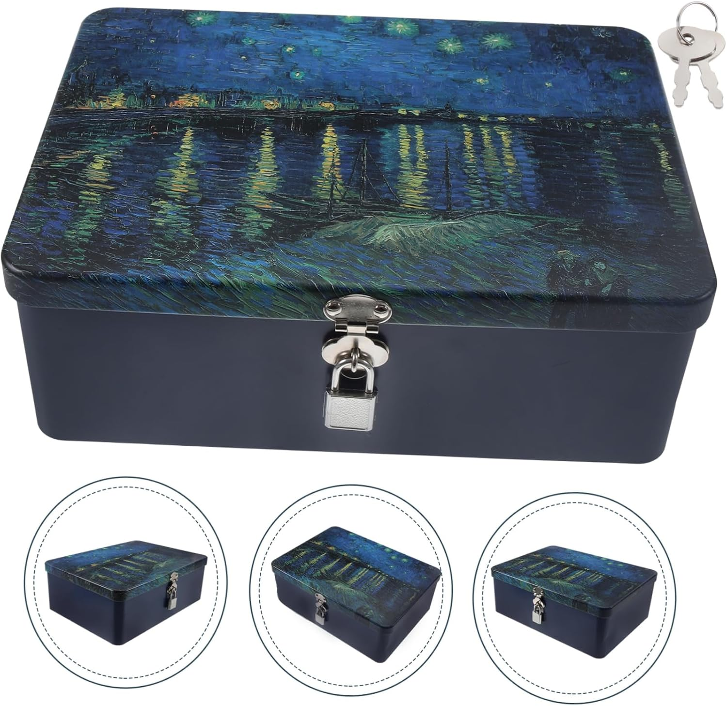 Tinplate Storage Case Lock Vintage Keepsake Box for Jewelry Crafts Lightweight and Compact Tinplate Container for and Memorabilia For image number 1