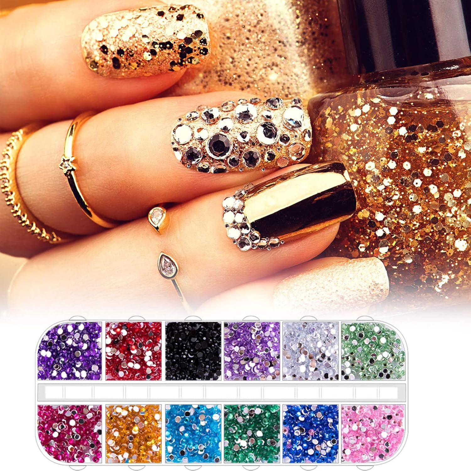 O Brilho Das Unhas Coloca as J&oacute;ias Do Chapas Planas Drinstons Decors Com Coleta E Arte De L&aacute;pis De Unha image number 1