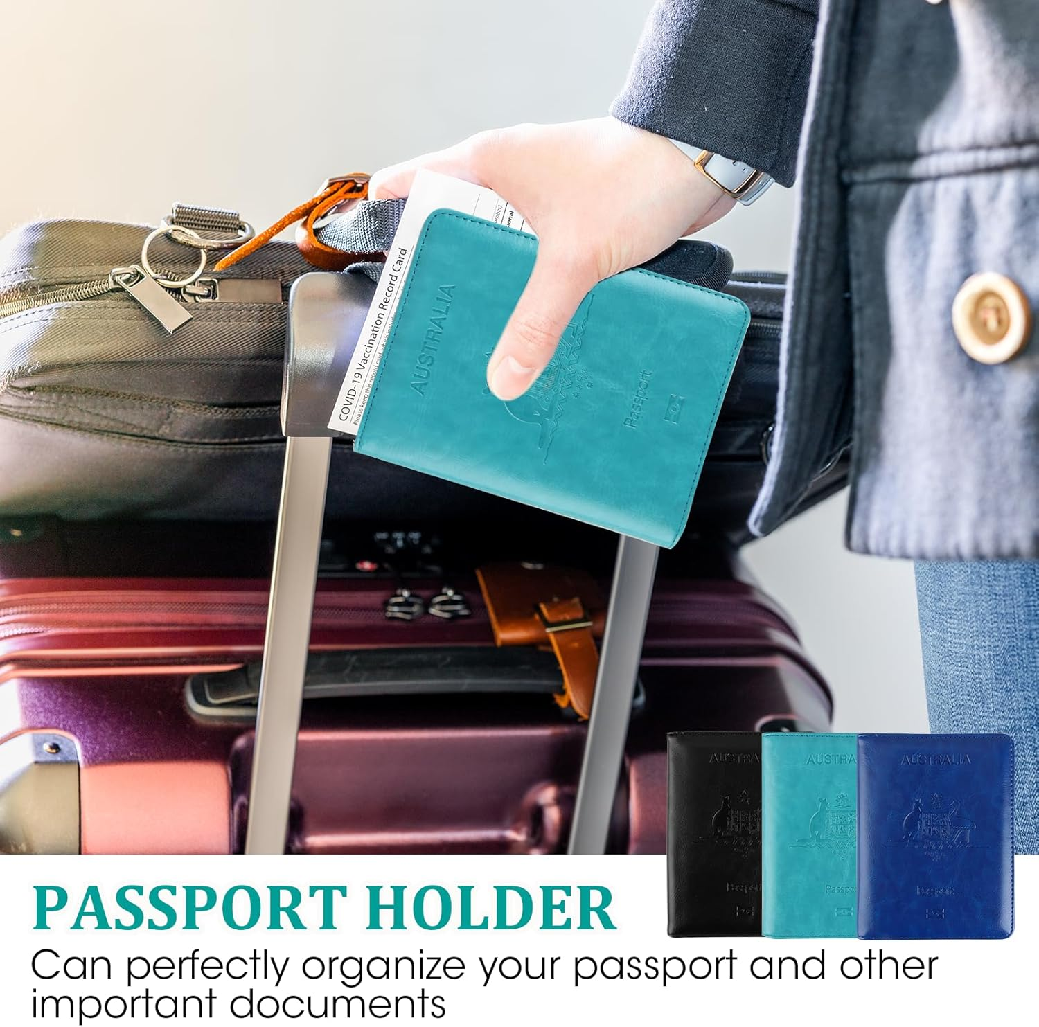 3 Pcs Passport Holder, RFID Passport Wallet Travel Cover Case, Leather with Card Slots & Boarding Pass Pocket Secure Document Organizer for Frequent Travellers Safe Journey Companion image number 3