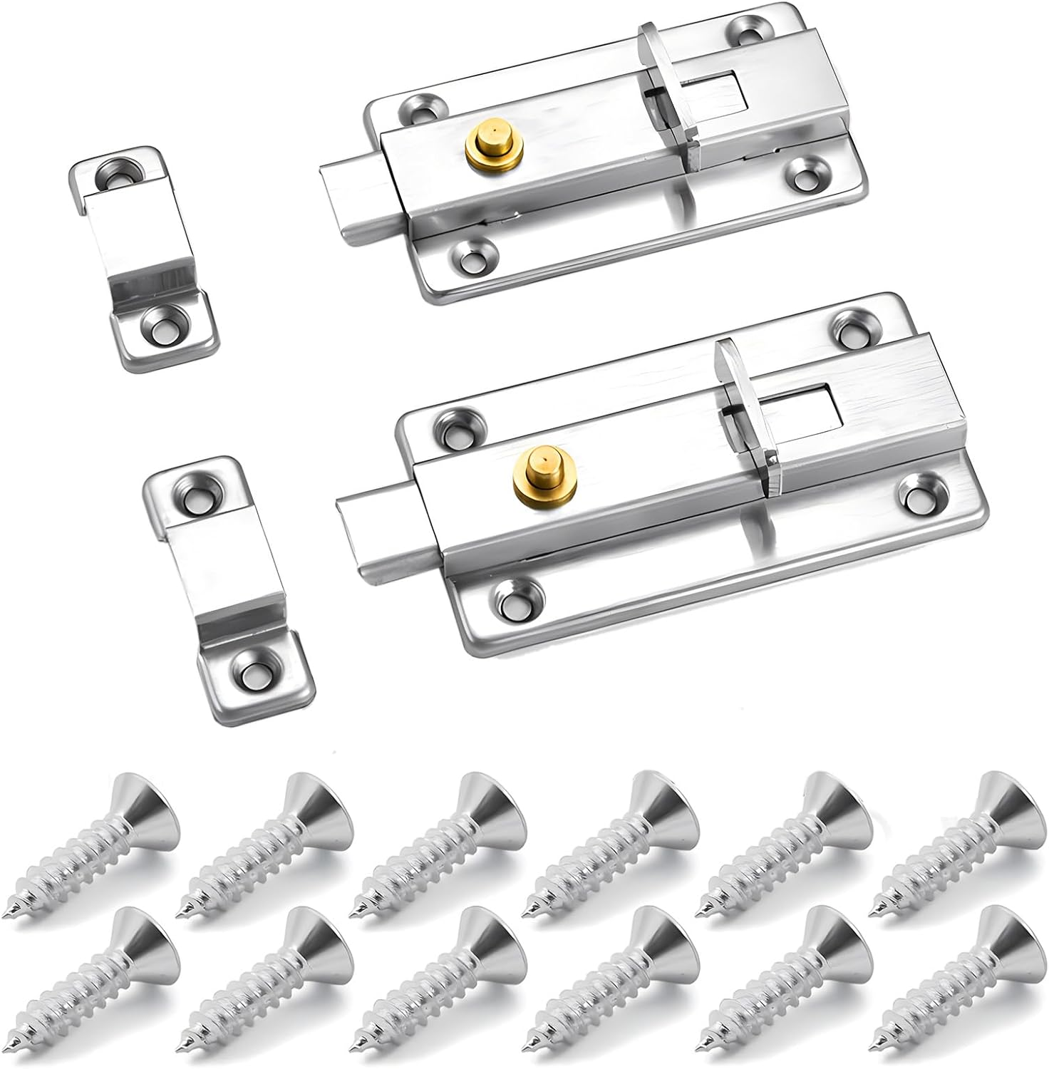 2 Pcs Door Lock Latch, Barrel Bolt Door Lock, Door Bolt Barrel Sliding Latch Lock for Bathroom, Toilet, Window, Furniture Pet Gate, 3 Inch image number 2