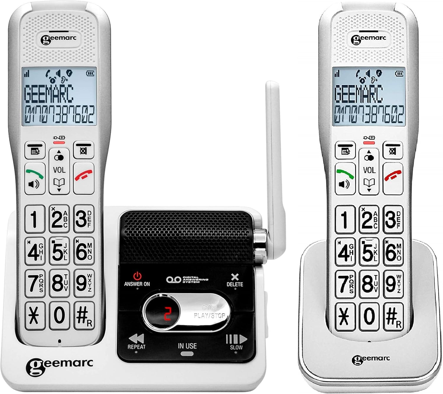 Geemarc Amplidect 595 U.L.E Highly Amplified (50Db) Cordless Phone + Extra Twin Handset - Phone for the Hard Hearing - Hearing Aid Compatible (T-Coil) image number 2