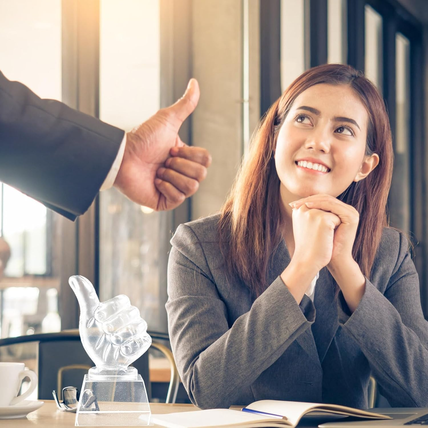 COHEALI Thumbs up Award Thumb Trophy Finger Trophy Hand Trophy Trophies Glass Award image number 5