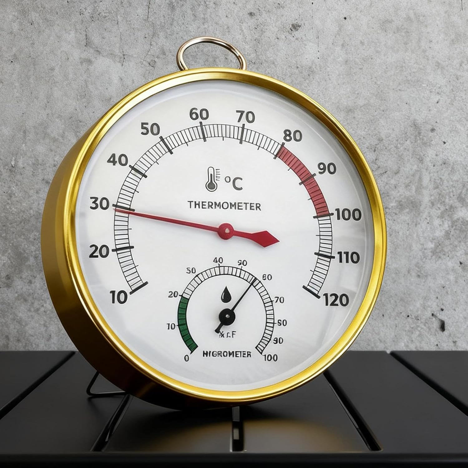 Sauna Thermo-Hygrometer Portable Steam Sauna Temperature Gauge Metal Hygrometer Thermometer for Indoor Home Shower Swimming Pool Steam Hotel image number 3