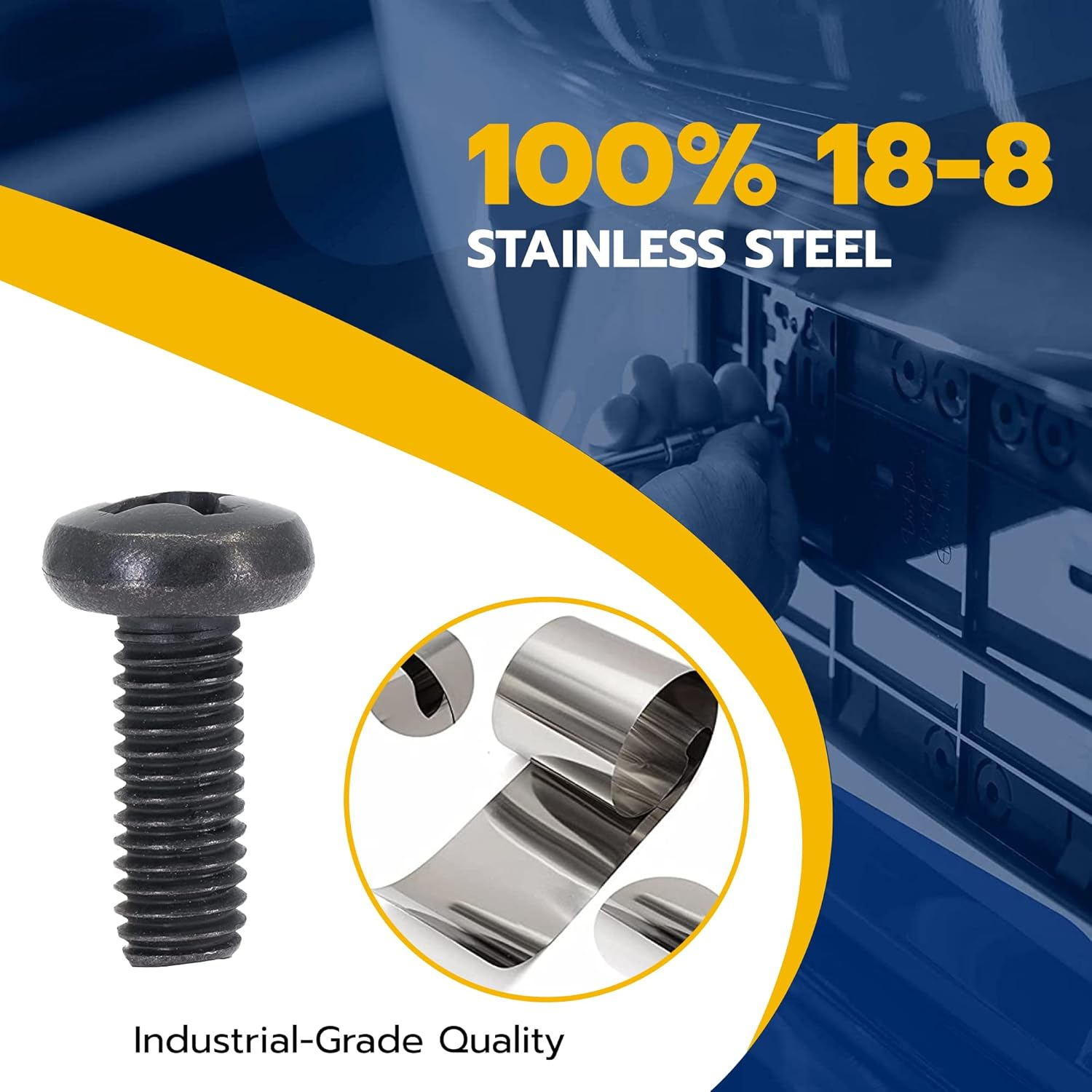 Black License Plate Screws for Lexus, Toyota, and Honda, Phillips Machine Pan Head 18-8, Stainless Steel, M6-1.0 X 16 Mm (Pack of 4) image number 1