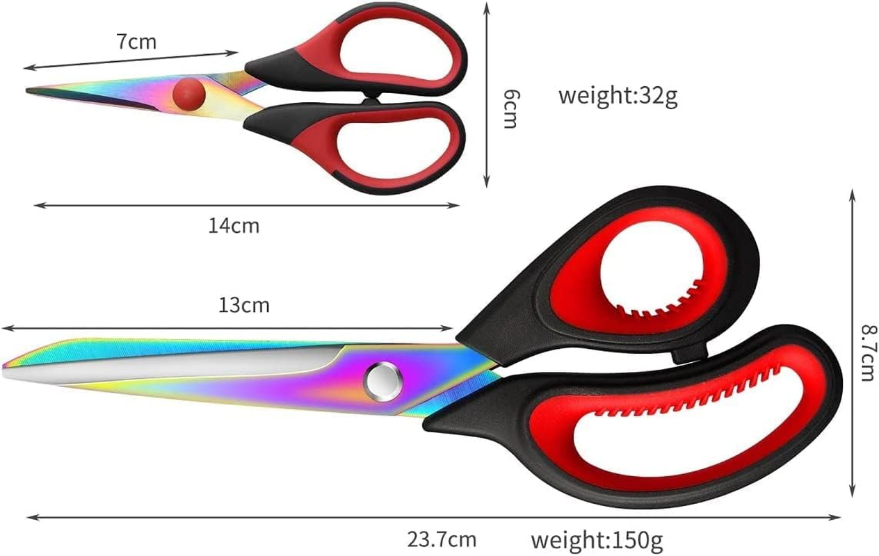 ZXUY Craft Scissors Sharp Blades Fabric Scissors Rubber Soft Grip Handle Multipurpose Scissors Suitable for Sewing/Arts/Crafts/Office/School and Home (Black 2Pcs) image number 2