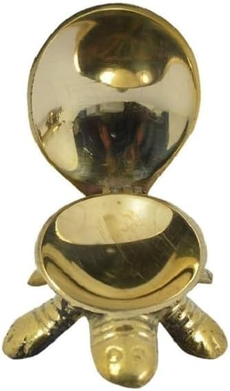 OMG Deals Feng Shui Wish Fulfilling Brass Turtle Tortoise with Secret Wish Compartment Insence Cone (10 Cm Brass Tortoise) image number 2