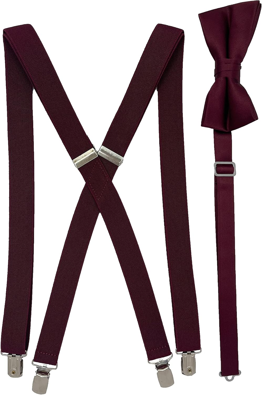 Spencer J'S Men'S X Back Suspenders & Bowtie Set Variety of Colors