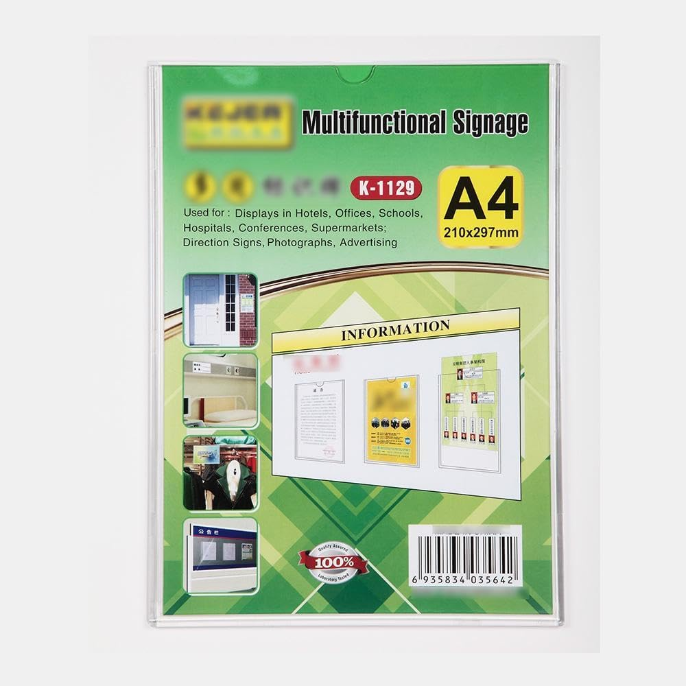 Transparent Acrylic Poster Display, A4 Acrylic Sign Menu Holder Wall Mounted for Hotel Office School Hospital Conference image number 1