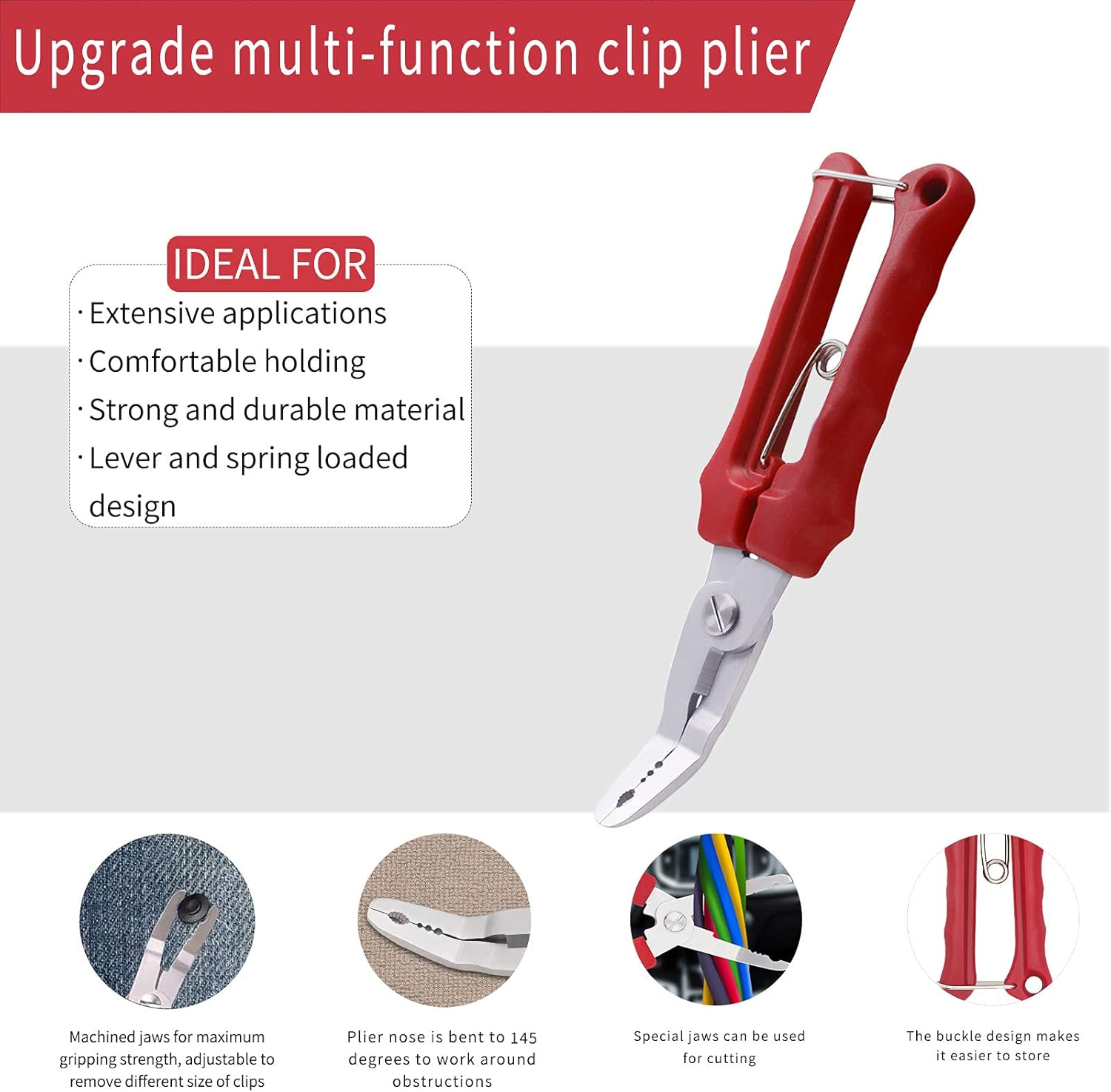 Trim Removal Tool Kit, Wetado 203 Pcs Fastener Remover Door Clip Remover, Car Panel Door Removal Tool Set, Auto Clip Plier Stereo Removal Tool, Auto Push Pin Bumper Retainer Clip with Storage Bag -Red image number 2