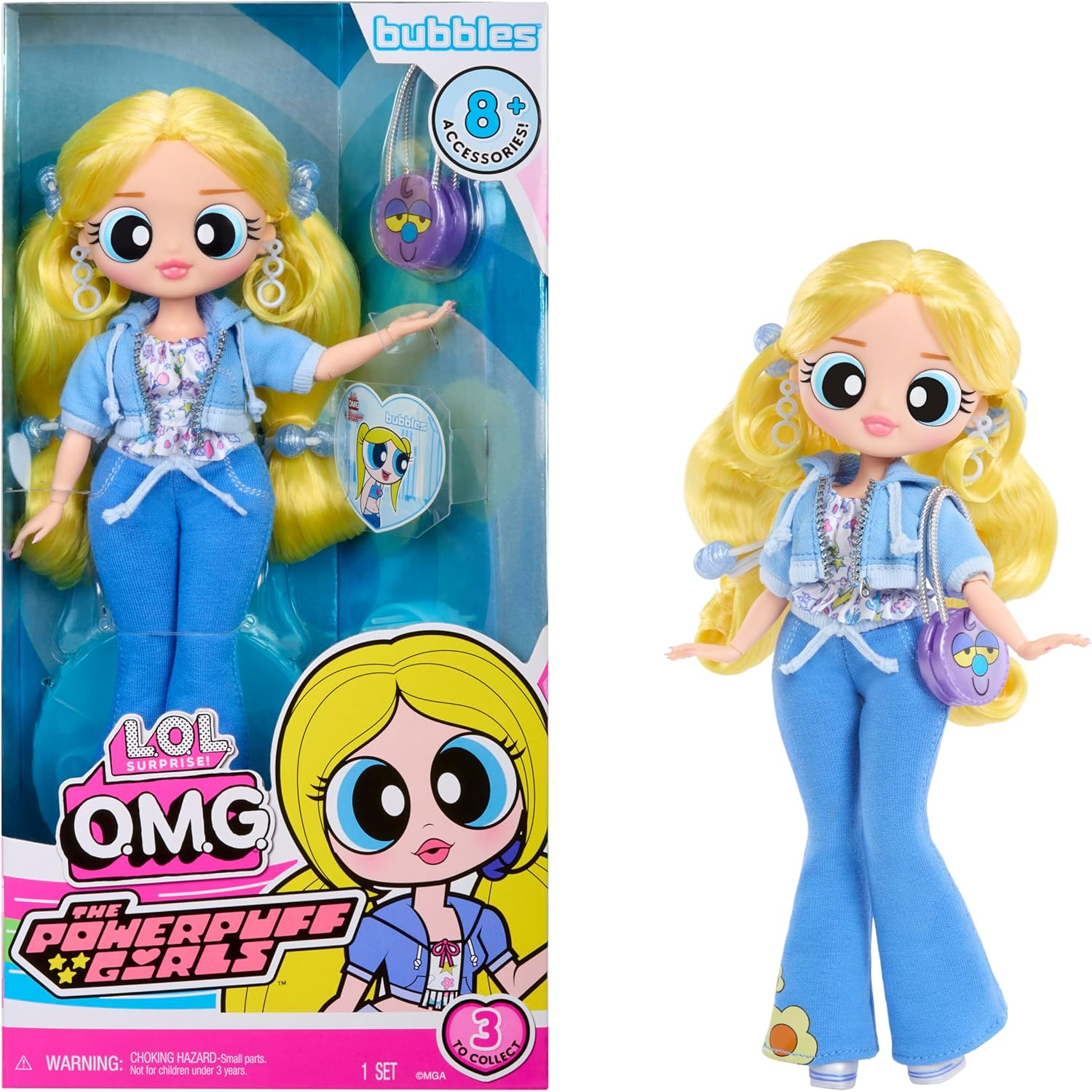 L.O.L. Surprise! OMG the Powerpuff Girls Doll - Bubbles - Includes 1 Fashion Doll, Comes with Outfit & Accessories, Collect All 3 image number 2
