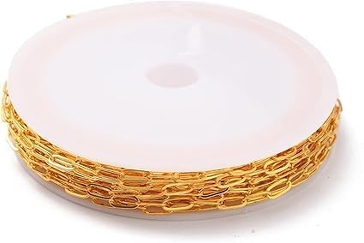 5 Meters Gold Paperclip Chains Stainless Steel Necklace Chains Bulk for Jewelry Making Brass Purse Jewelry Supplies Plated for DIY Necklace Making (Gold) image number 2