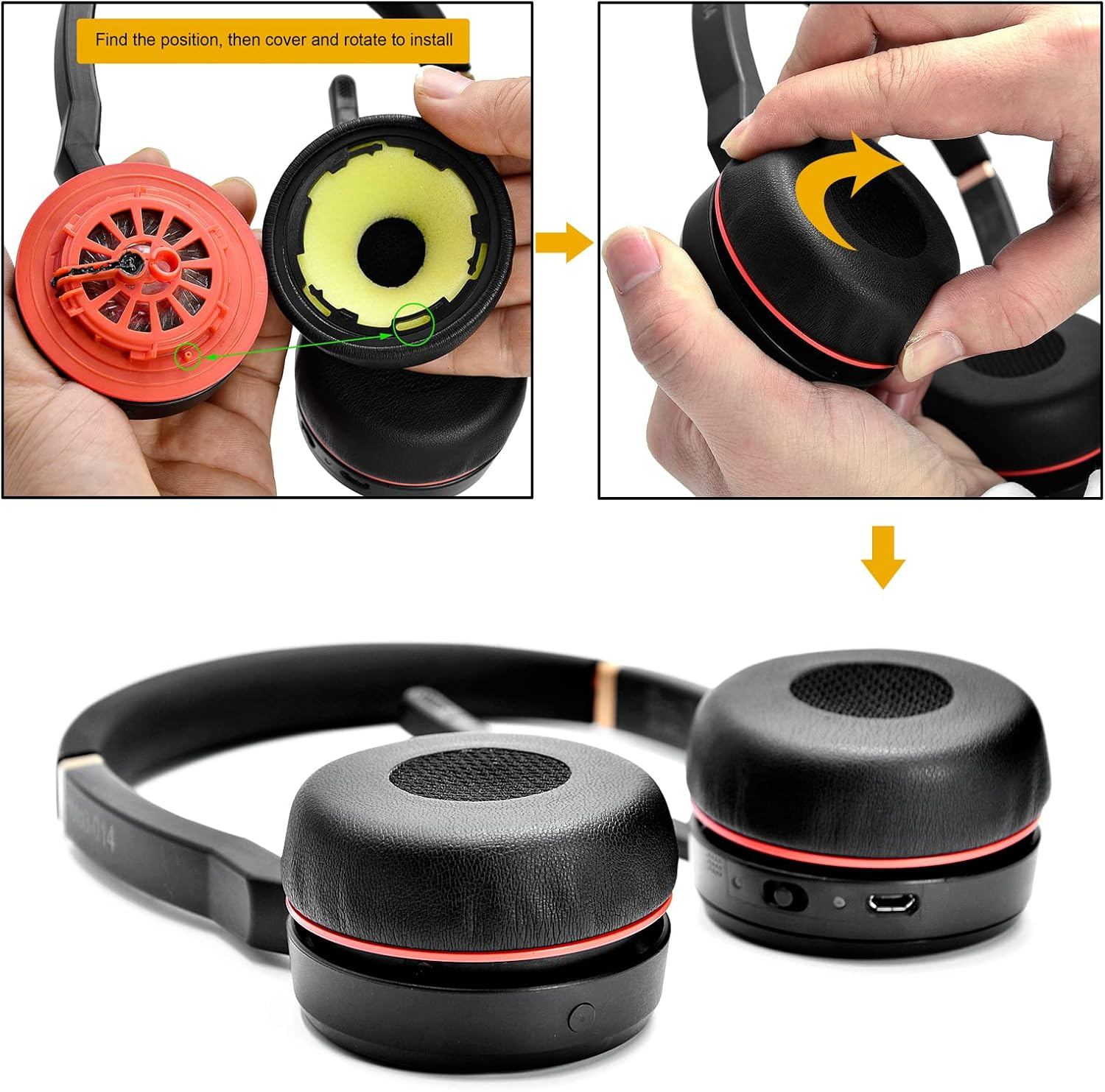 Evolve 75 Ear Pads - Defean Replacement Ear Cushion Foam Cover Compatible with Jabra Evolve 75 75+ 75 UC / 75 MS Headphone/Earpads Contain Plastic Clips image number 2