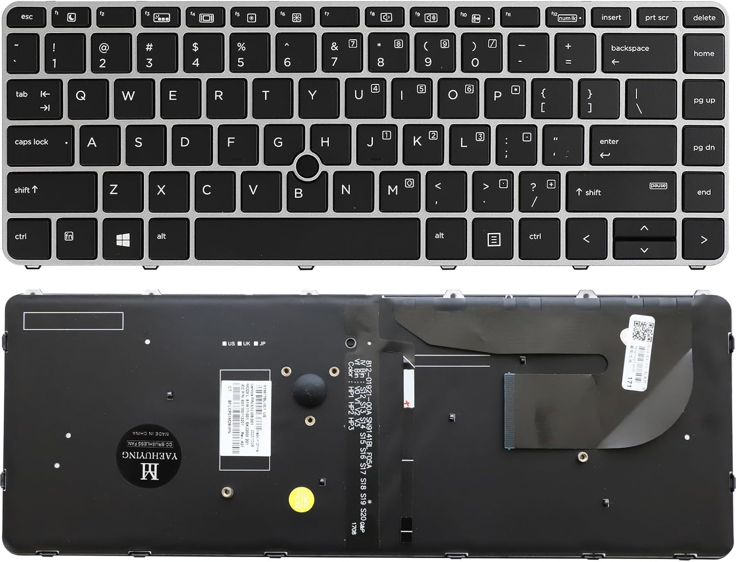 New Backlit Keyboard for HP Elitebook 840 G3 840 G4 745 G3 745 G4 848 G3, P/N 901042-001 903008-001 836308-001 6037B0126901 Silver Frame US Layout Laptop Keyboard (Not with Pointer) image number 2