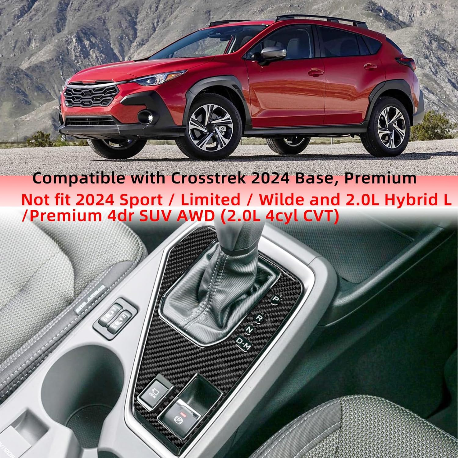 Compatible with Center Console Gear Shift Panel Trim Cover Protection Frame Sticker Interior Accessories Decoration for Subaru Crosstrek 2024 (Black) - X3 Main Engine Control Knob image number 7