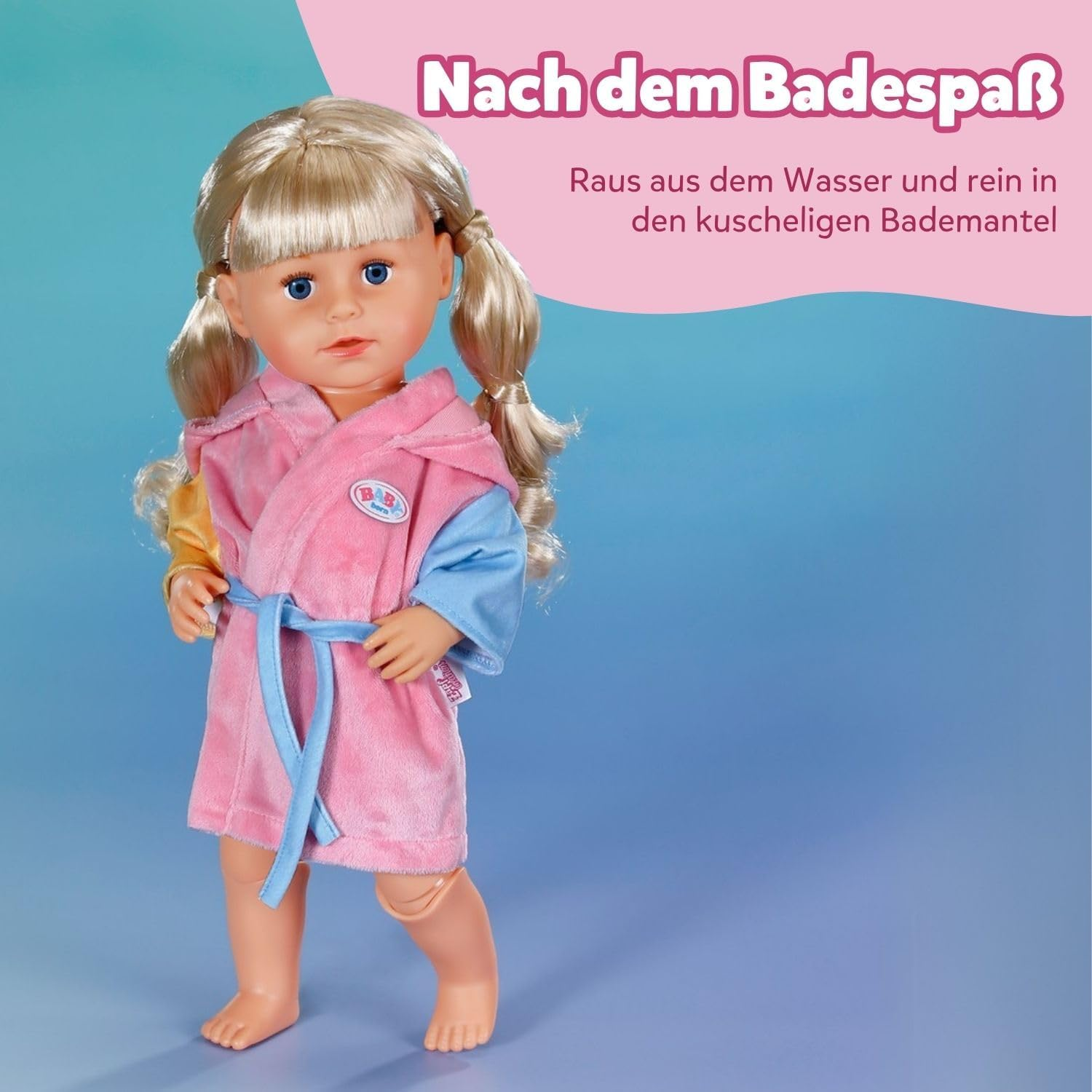 BABY Born Bathrobe with 2 Different Coloured Sleeves, Pink Robe for 43Cm Dolls, 838167 Zapf Creation