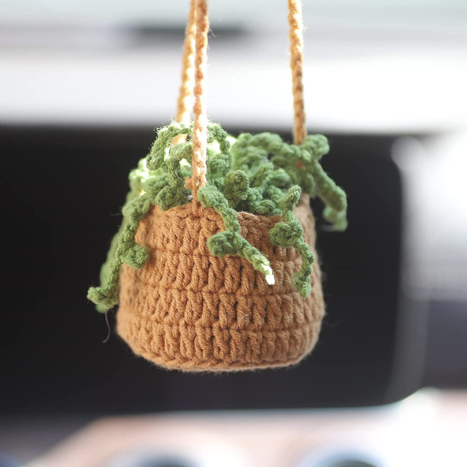 Cute Car Mirror Hanging Accessories - Decorative Rearview Mirror Accessories for Women and Girls, Crochet Animal Car Accessories
