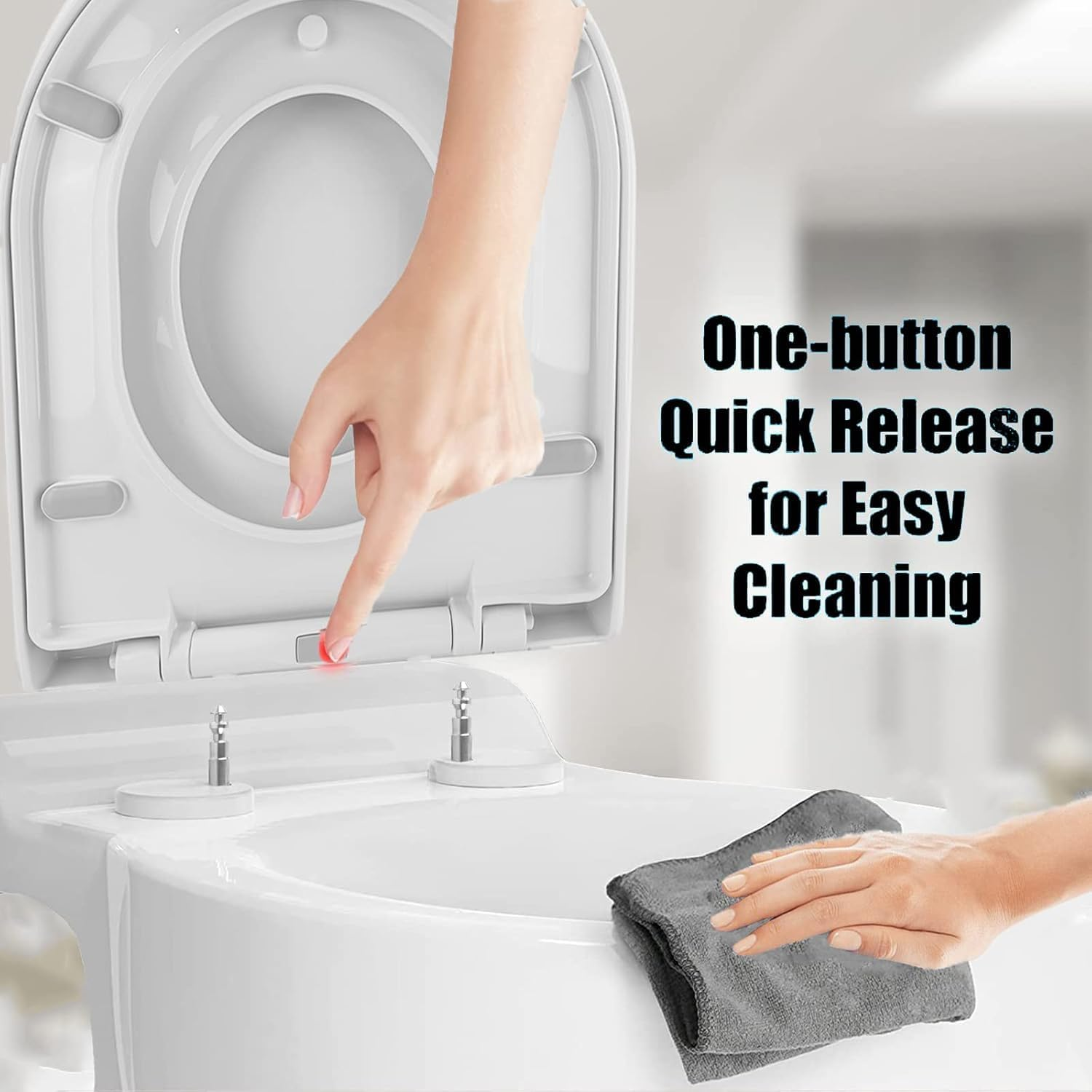 Thicken D-Shaped Toilet Seat,Toilet Seat with Built-In Potty Training Seat, 2-In-1 Family Toilet Seat Cover, Kids Toddler Potty Training Toilet Seat, Slow-Close Toilet Seats Fits Both Adult and Child image number 5