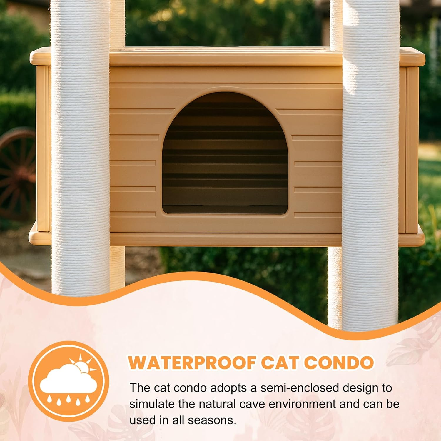 MAOHEGOU 68.9 Inches Tall Outdoor Weatherproof Cat Tower, Multi-Level Cat Tree, Large Cat Condo with PVC Board and Cat Scratching Posts, for outside and Indoor Cat Houses image number 1