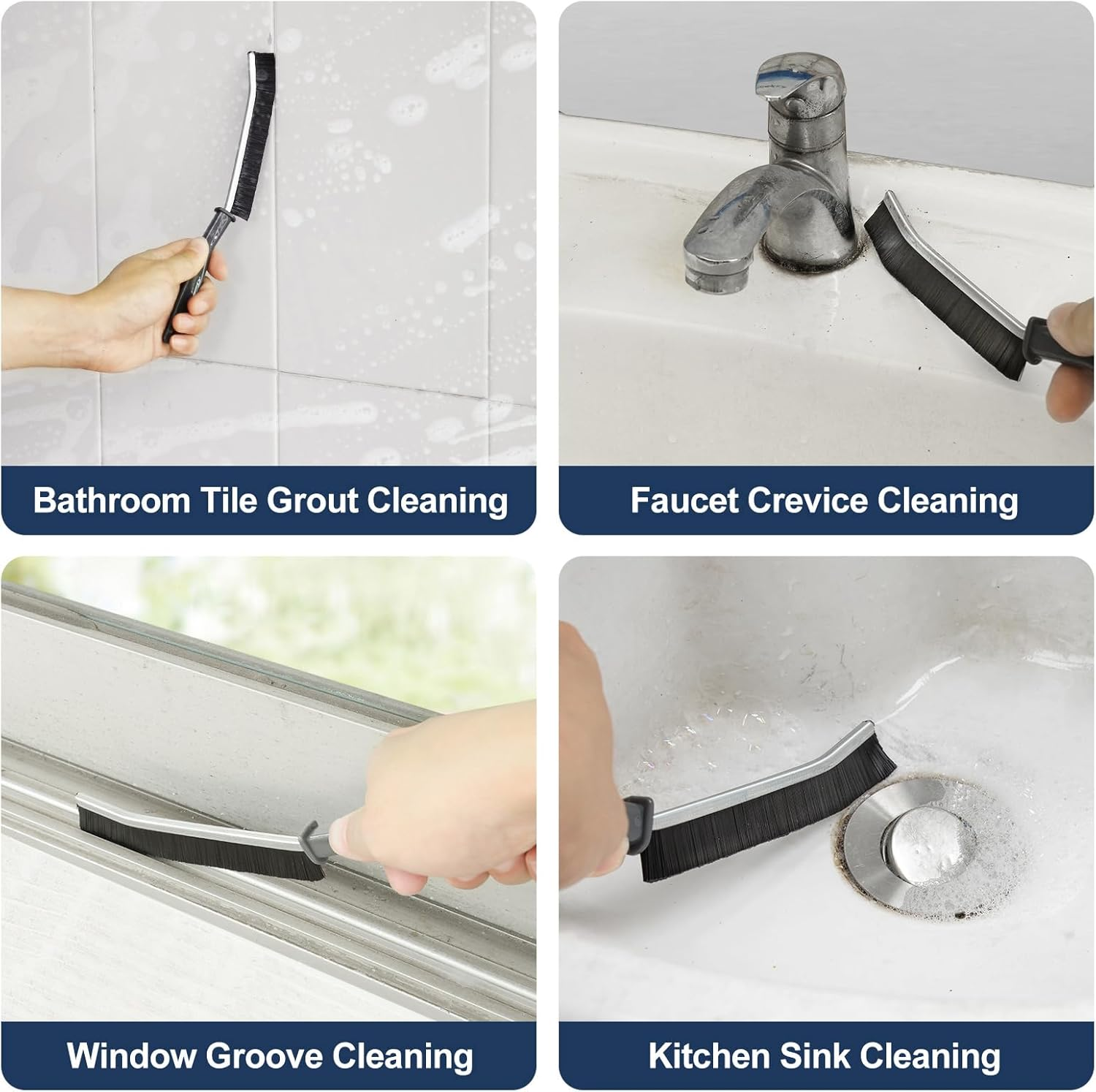 3 Pack Crevice Cleaning Brush Groove Cleaning Tool Window Gap Cleaning Brush Grout Brush for Tiles, Hard Bristle Brush for Bathroom and Kitchen, Authentic Guarantee image number 4