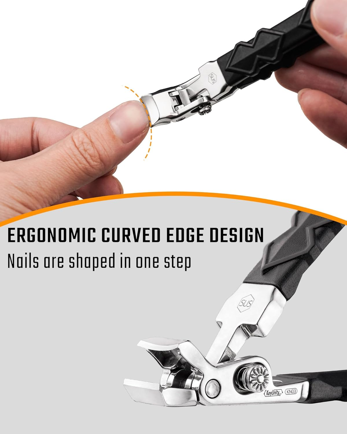 Keyunity KN03 Nail Clippers for Seniors, Lockable Toenail Cutter, Wide Jaw Opening Nail Trimmer for Thick Nails image number 1