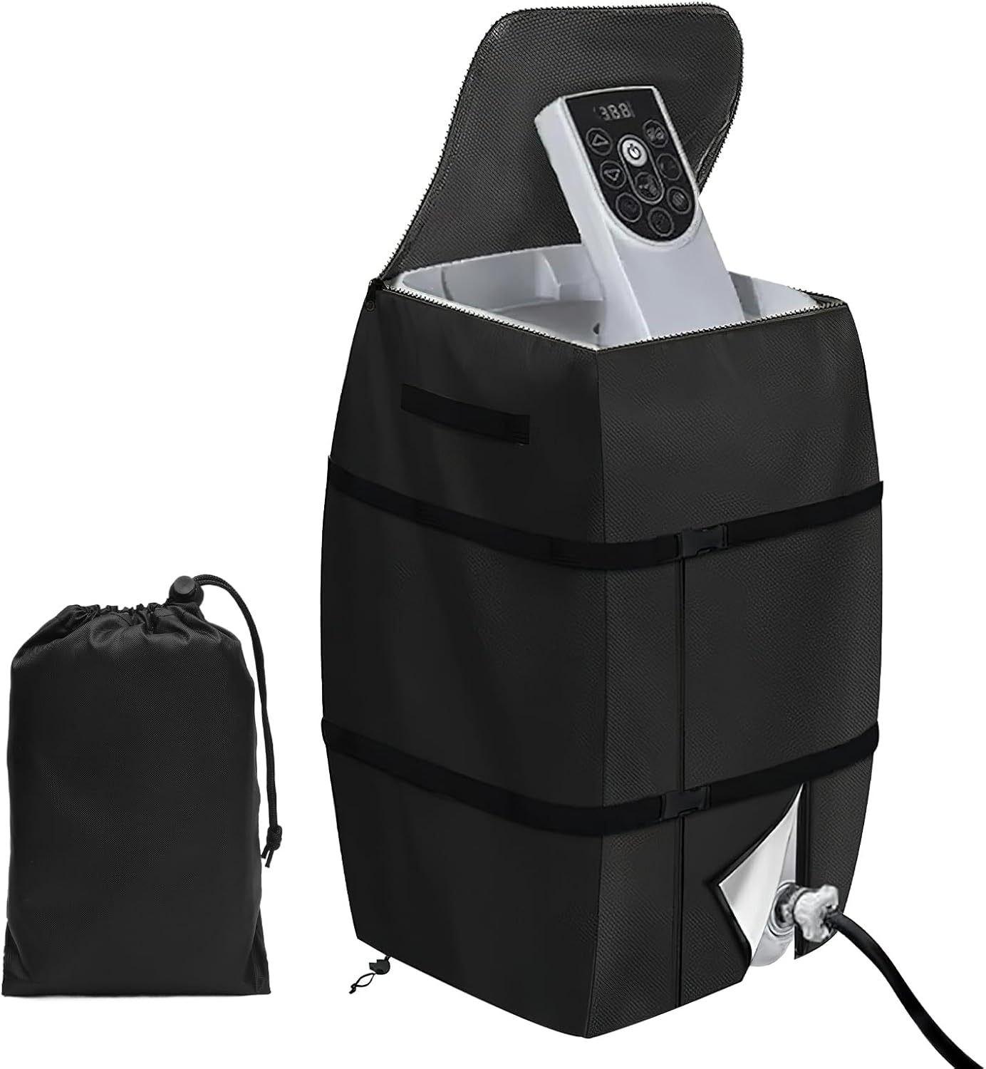 Hot Tub Cover,Spa Heater Pump Cover Waterproof Dustproof Insulated Pump Cover with Zipper Opening Lazy Spa Thermal Cover Accessories Hot Tub for Outdoor Travel Bathtub Pools Inflatable Bathtubs(Black) image number 1