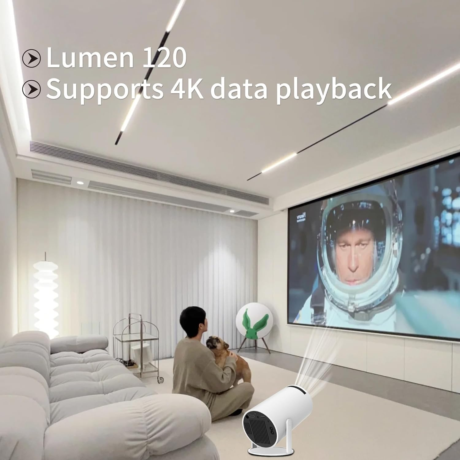 Mini Portable Projector 4K Wifi 6 BT 5.2 Upgraded Portable Projector Full HD Supported for Phone/Pc/Tv/Hdmi /PS5 /Laptop Auto Keystone Home Theater 180&deg; Rotation [Built-In App]