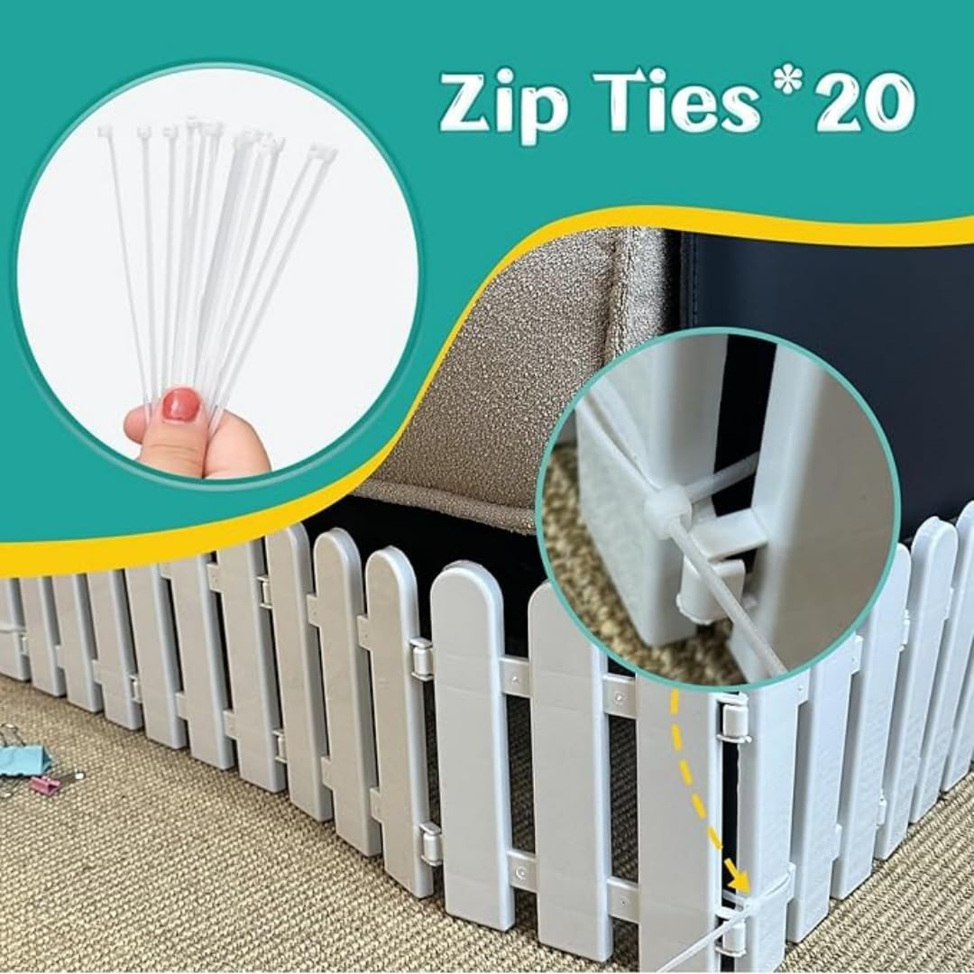 Under Couch Blocker for Toys 30 Pack, under Bed Guards for Pets Plastic Stopper, Spliced Barrier to Block Cats and Dogs for Furniture Sofa (White Plastic with 20Pcs Cable Ties) image number 5