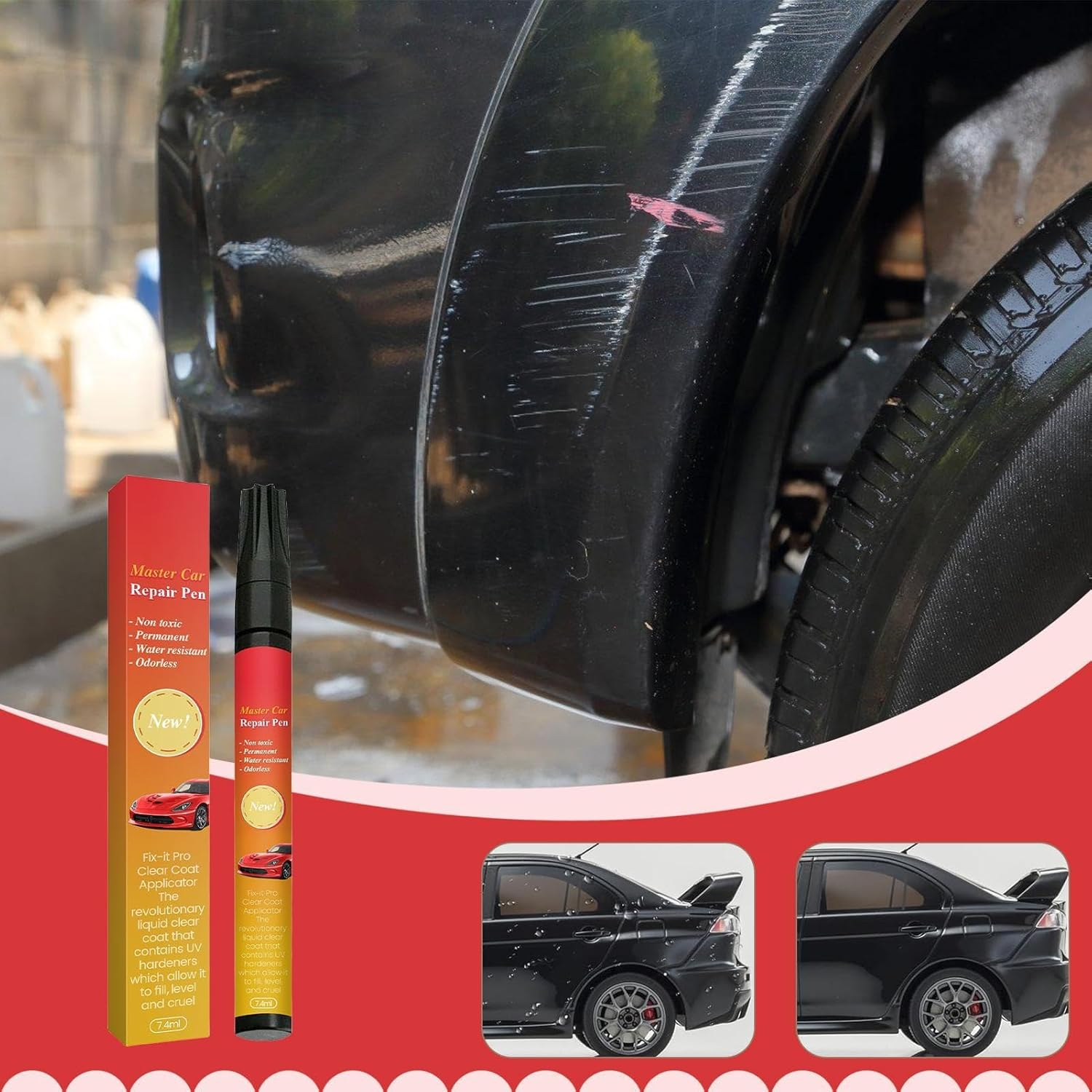 Auto Paint Repair Pen - 7.4Ml All Car Compatibility Touchup Paint Pen - Quick Drying, Lasting Automotive Repair Accessories