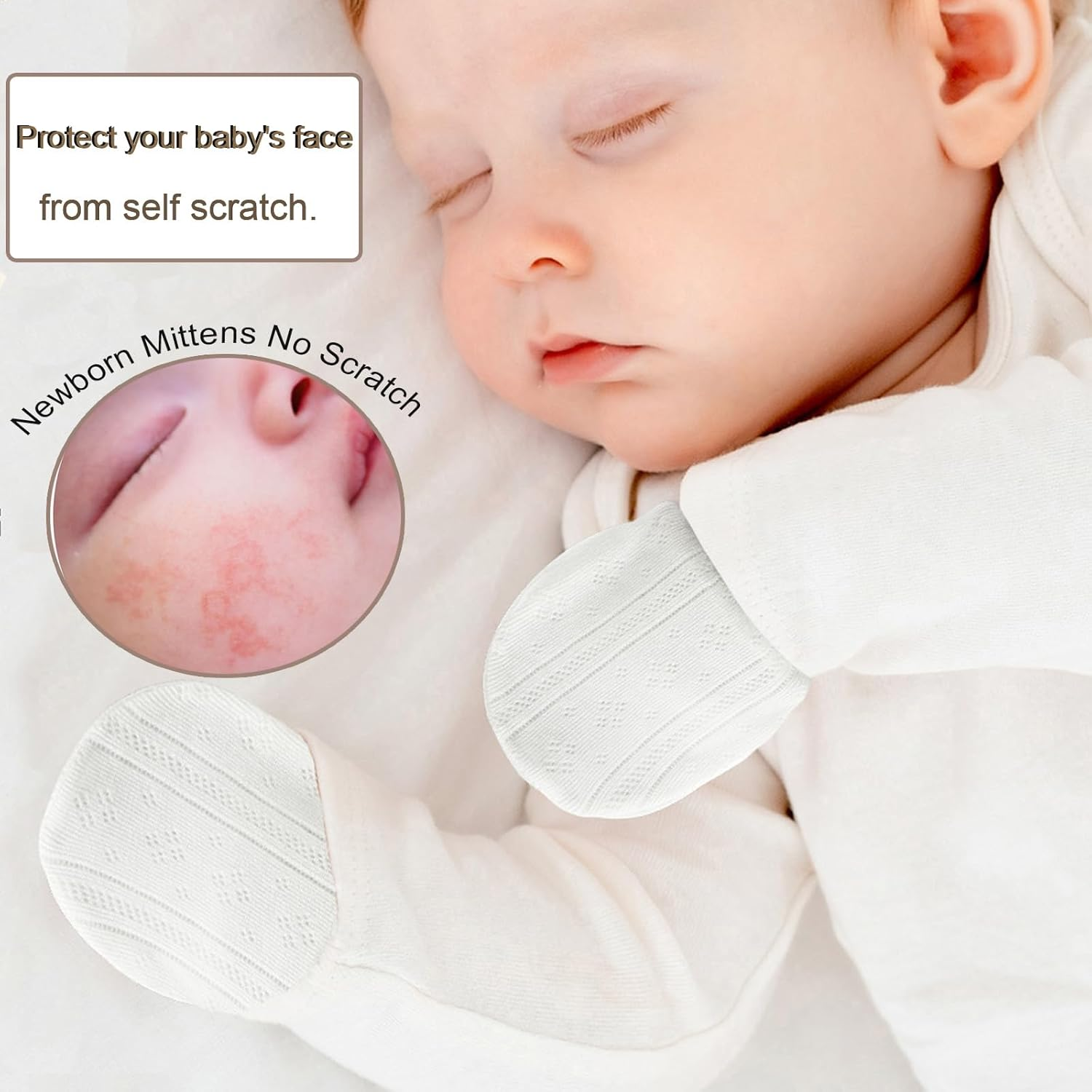 MOMSMENU Newborn Mittens No Scratch 100% Cotton Mitts Baby Mittens 0-6Months 5 Packs image number 6