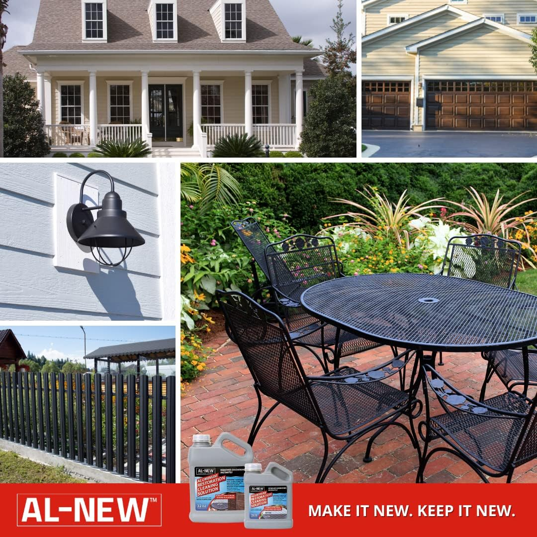 AL-NEW Aluminum Restoration Solution | Clean + Restore + Shine + Polish Garage Doors, Window Frames, Patio Furniture, and Stainless Steel (32 Oz.) image number 1