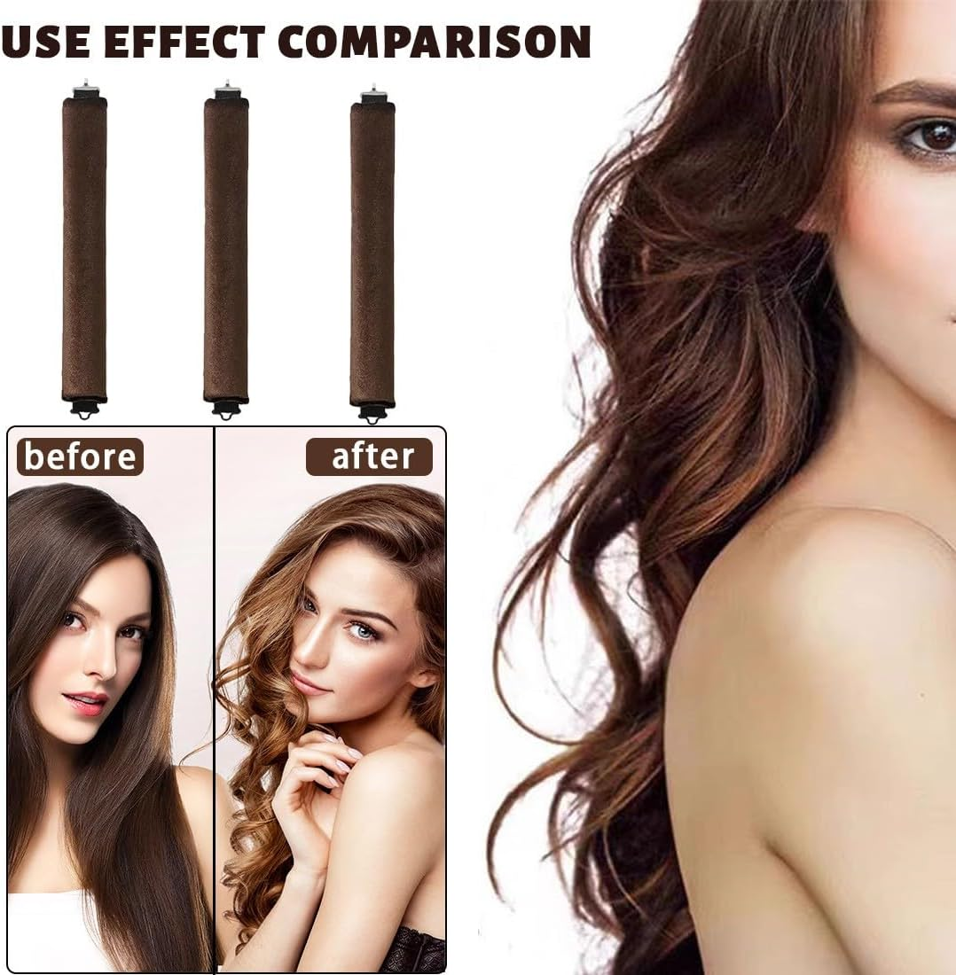 ZEPIQOR Pack of 4 Heat-Free Curlers, Heatless Curls Band, Curlers Overnight with Hooks, Overnight Blowout Curls without Heat, Curlers Heatless Curls for All Hair Types (Brown) image number 2