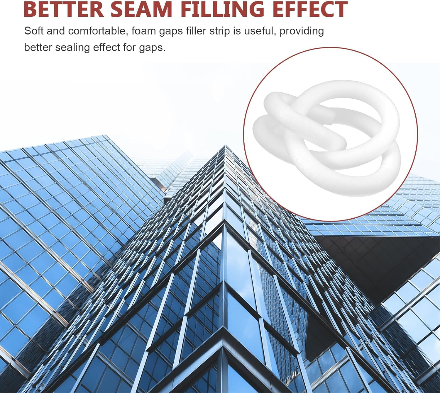 Jojofuny Caulking Filler round Shape Foam Strip for Door and Window Gaps Flexible Gap Filler Tape 78.74In Length Soft Sealant Backer Rod for Home Improvement