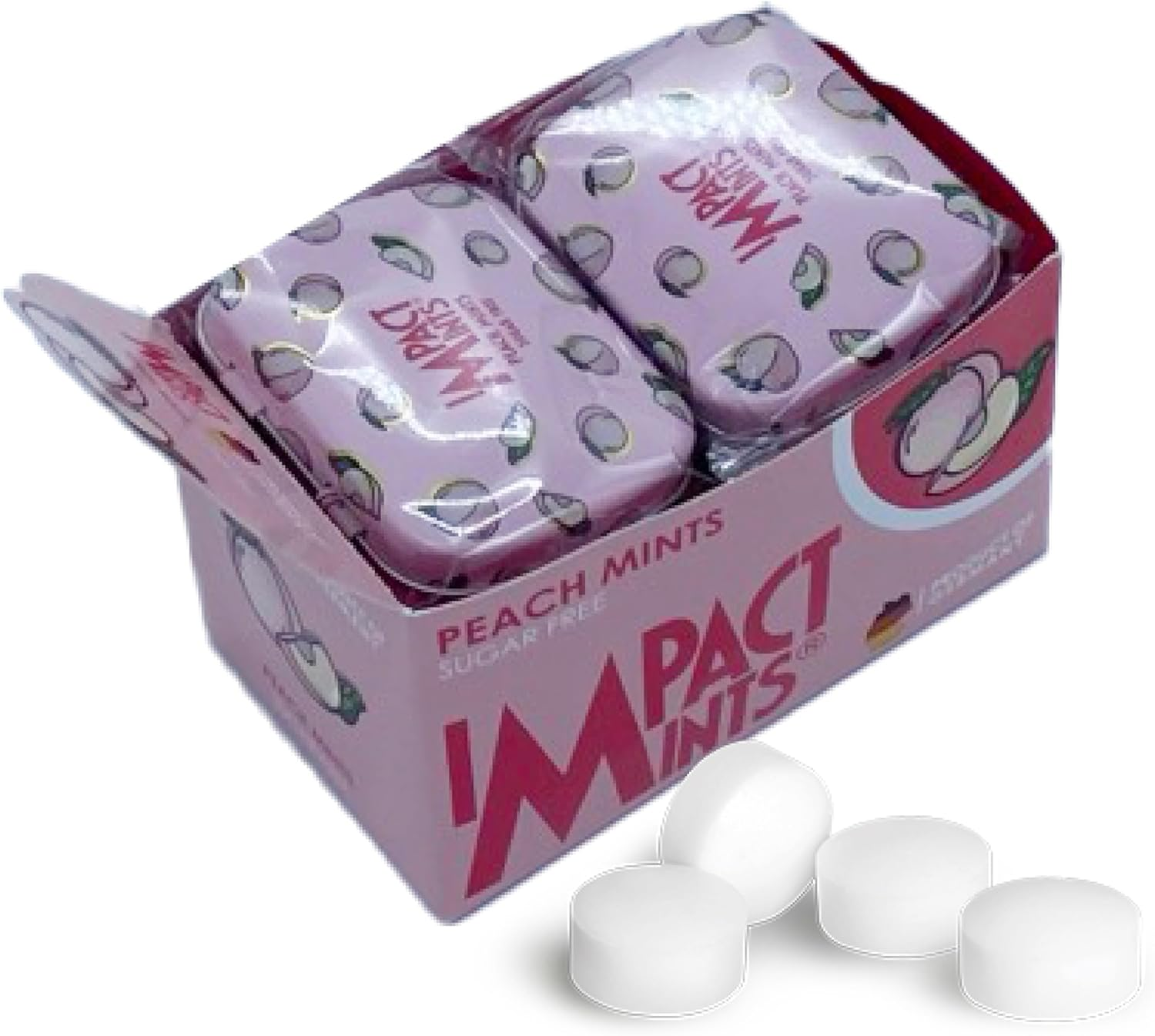 Impact Mints Sugar Free Peach Candy &ndash; Fruity Breath Freshener Mints, 6 Pocket Tins image number 2