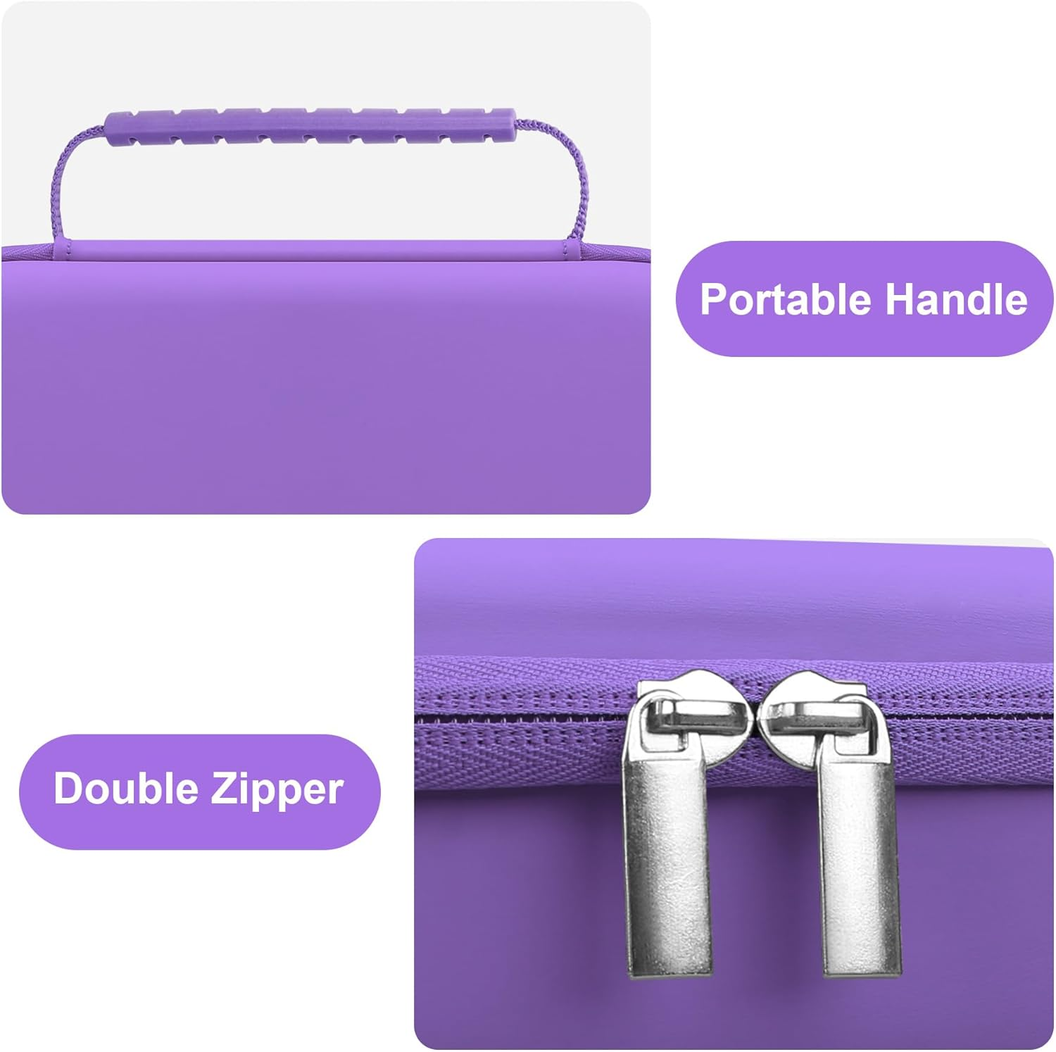 Canboc Travel Carrying Case for Asthma Inhaler, Handheld Spacer for Adults and Kids, Masks, Hard Inhaler Case with Mesh Pocket Fit Medicine and Other Essentials, Purple (Case Only) image number 3