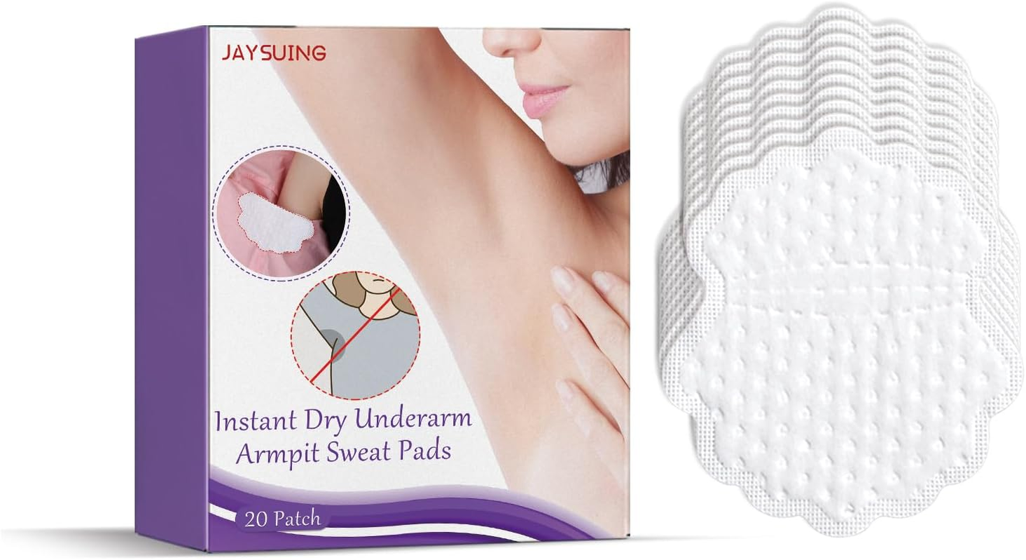 Instant Dry Underarm Sweat Pads, Disposable Armpit Perspiration Patches, 20 Pack, White image number 2