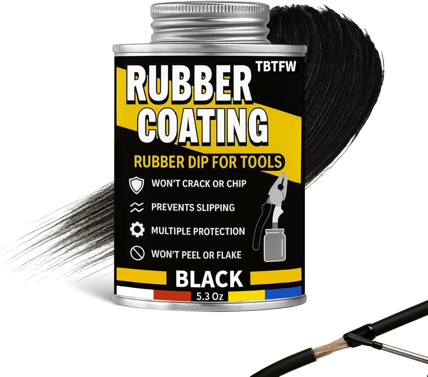 Liquid Rubber, Black Peelable Liquid Rubber Coating, Waterproof, Flexible, Breathable, Suitable for DIY Tool Repair(5.3 Oz)