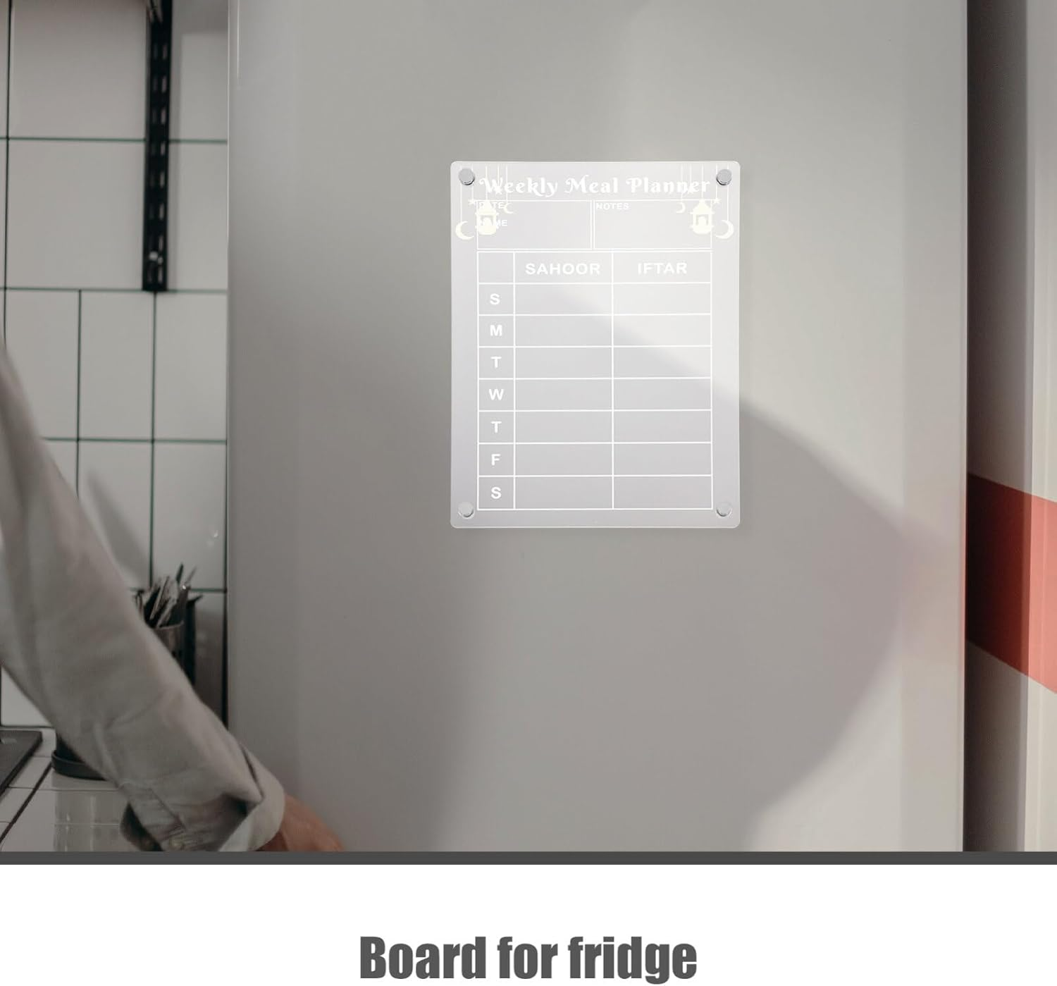 HOODANCOS Whiteboard Fridge Menu Board Dry Erase Meal Planner Fridge Memo Office Supply image number 1