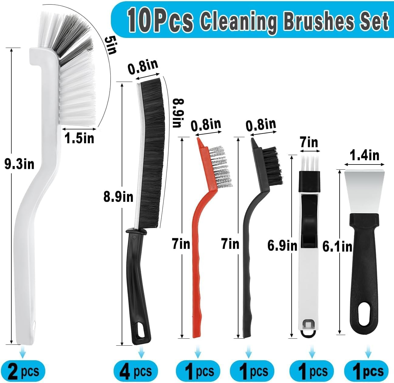 ZDZX 10Pcs Cleaning Brushes Set, Hard Bristle Crevice Cleaning Brush, Multifunctional Gap Cleaning Brush, Small Corner & Windows Brush, Cleaning Supplies for Groove Window Tracks Bathroom Kitchen image number 5