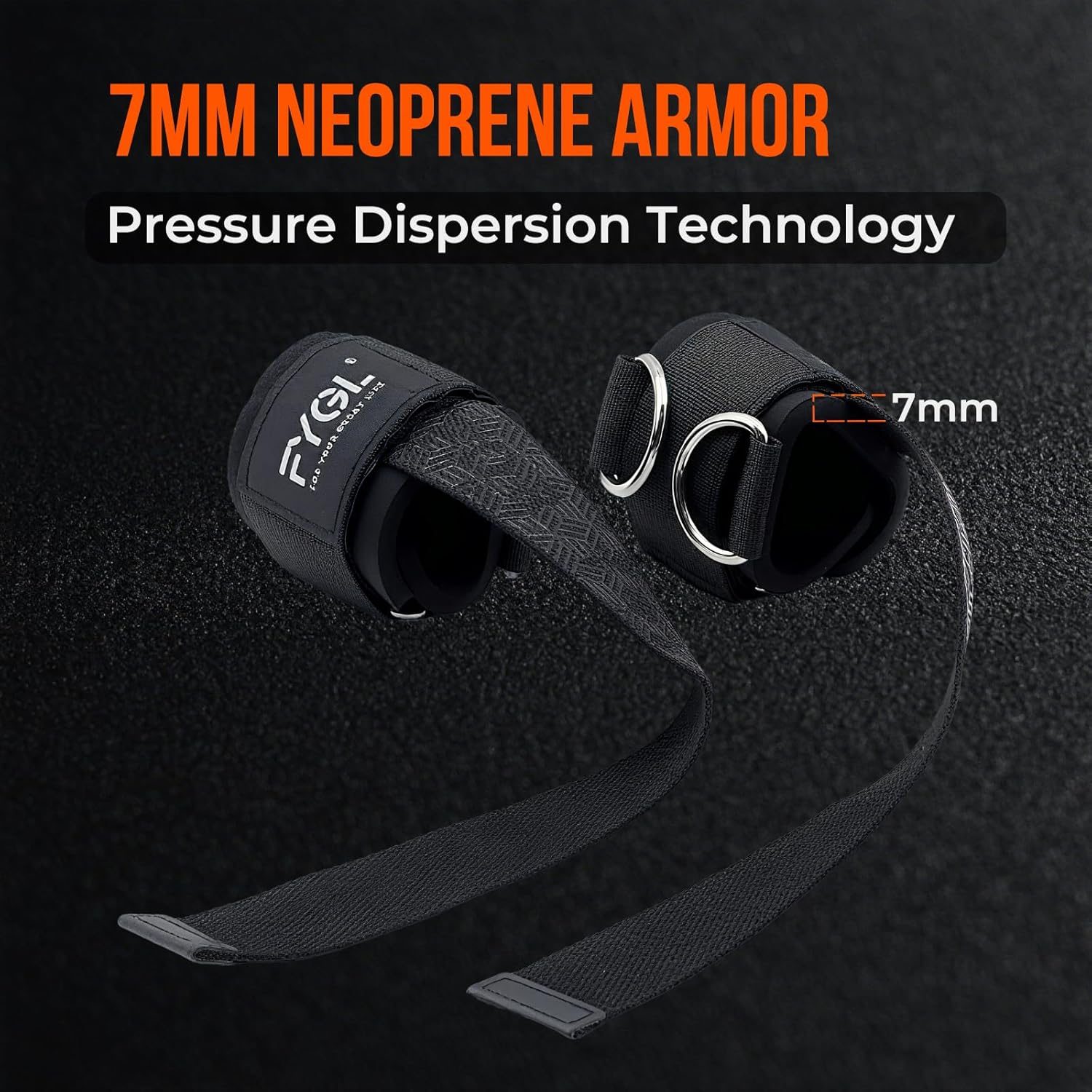 FYGL Double D Ring Weightlifting Straps: 7Mm Neoprene Padding & Anti-Slip Grip for Deadlifts, Cable Machines - Adjustable Fit for Men & Women image number 6