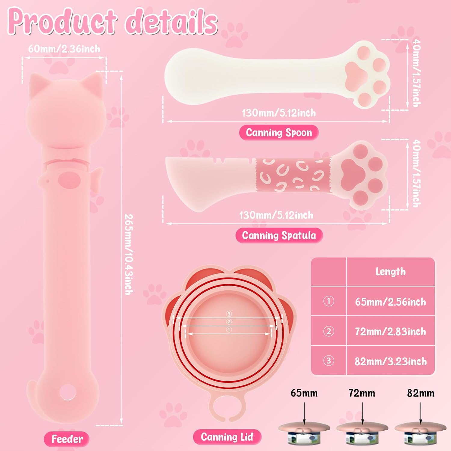 Silicone Cat Food Spatula, 4 Pcs Pet Food Can Supplies with Cat Strip Feeder Spoon Practical Cat Food Can Supplies Set for Pets Feeding Pink image number 4