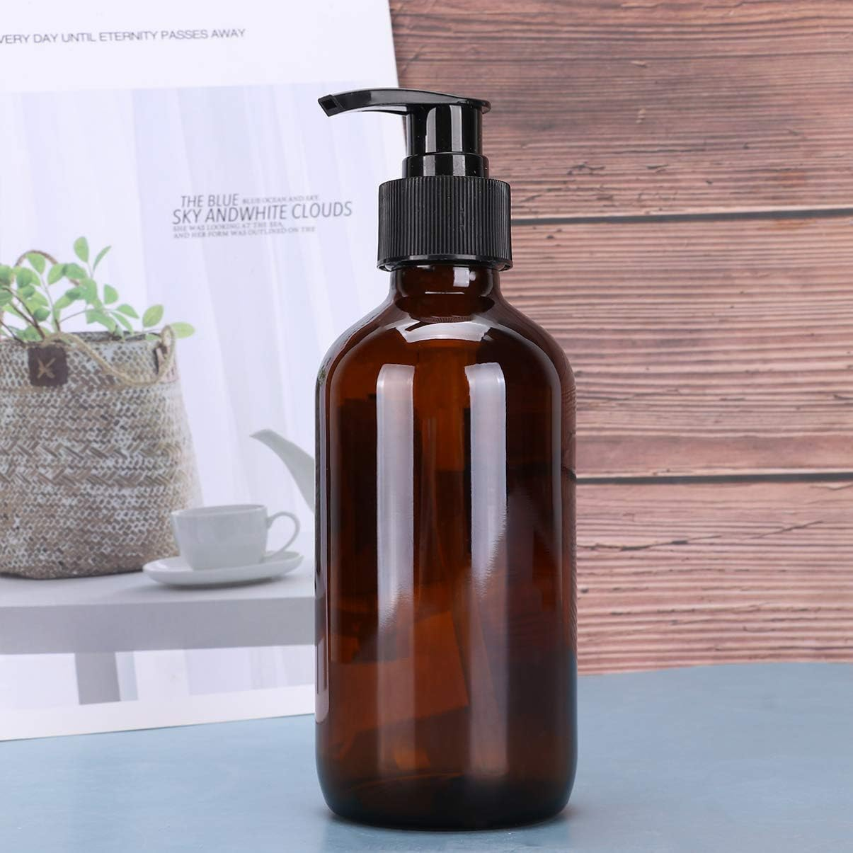 DOITOOL 2Pcs Glass Pump Bottles with Black Lotion Pumps 500ML Refillable Pump Bottles Dispenser Thick Glass Lotion Soap Shampoo Containers Multipurpose for Bathroom image number 2